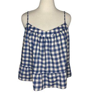 GAP Women's Spaghetti Strap Gingham Peplum Blouse
